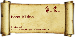 Haas Klára névjegykártya